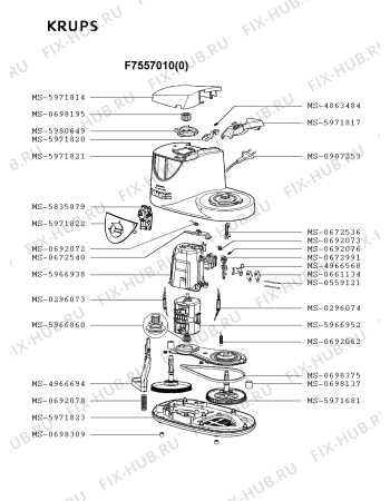 Взрыв-схема кухонного комбайна Krups F7557010(0) - Схема узла YP000547.0P3