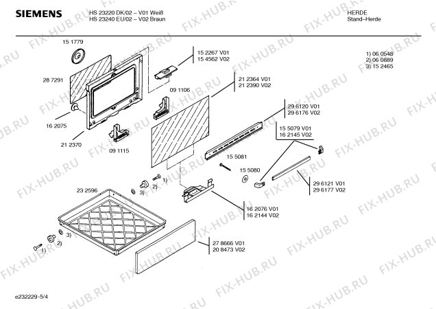 Схема №4 HS23220SF с изображением Инструкция по эксплуатации для электропечи Siemens 00519241