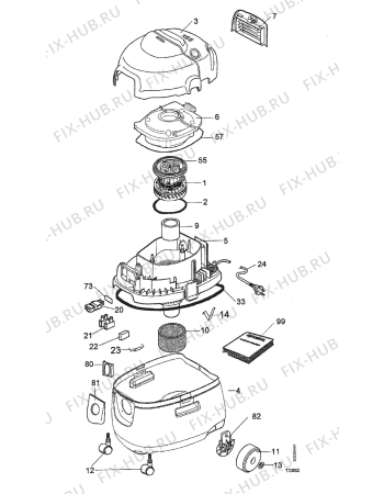 Взрыв-схема пылесоса Electrolux Z865 - Схема узла Section 1
