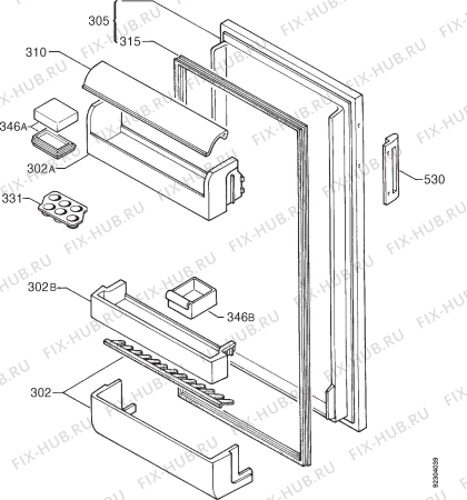 Взрыв-схема холодильника Zanussi ZFC85L - Схема узла Door 003