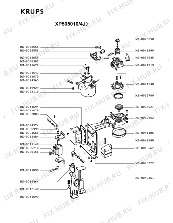 Взрыв-схема кофеварки (кофемашины) Krups XP505010/4J0 - Схема узла 3P002765.1P2