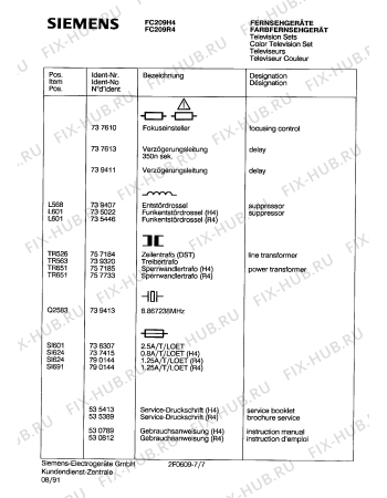 Схема №6 FC209R4 с изображением Инструкция по эксплуатации для жк-телевизора Siemens 00530789