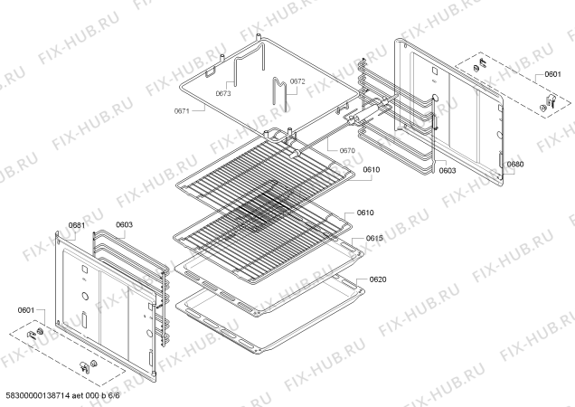 Взрыв-схема плиты (духовки) Bosch HBA43B550F - Схема узла 06