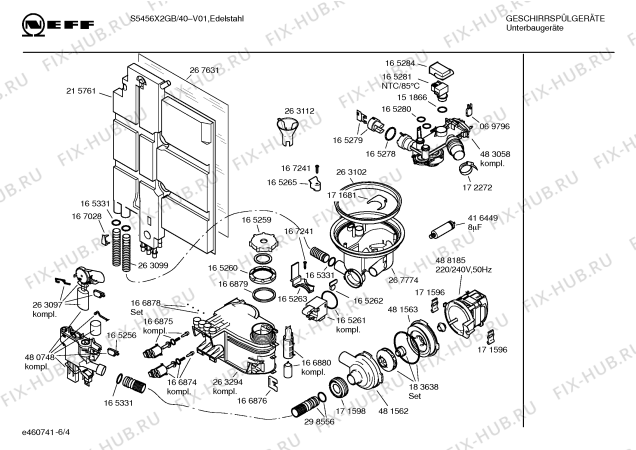 Схема №4 S5447X2 SV649B с изображением Инструкция по эксплуатации для электропосудомоечной машины Bosch 00584046