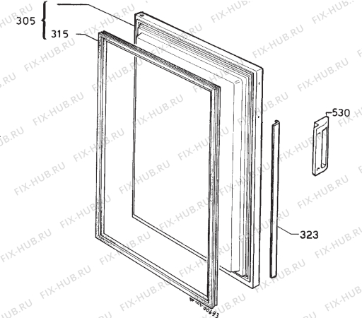 Взрыв-схема холодильника Zanker GS125T - Схема узла Door 003
