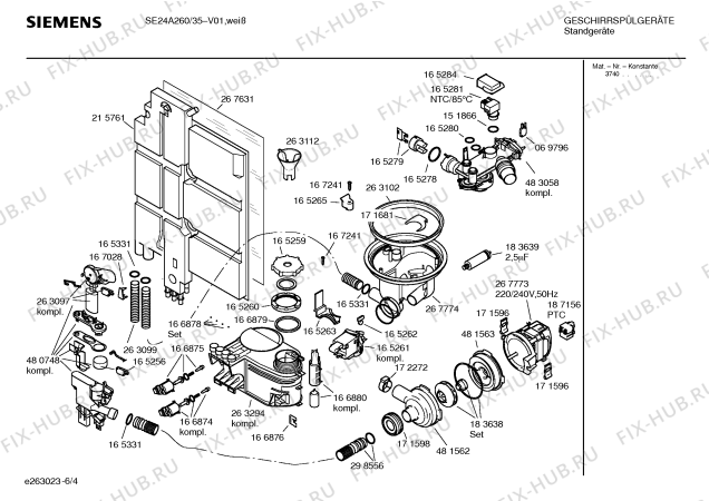 Схема №4 SE26A250EU с изображением Столешница для посудомоечной машины Siemens 00213045