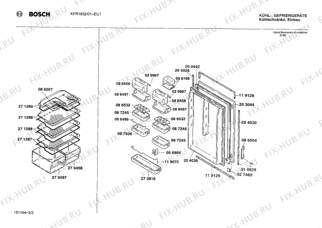 Взрыв-схема холодильника Bosch KFR1832 - Схема узла 02