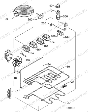 Взрыв-схема плиты (духовки) Zanussi ZCV6601W - Схема узла Electrical equipment 268