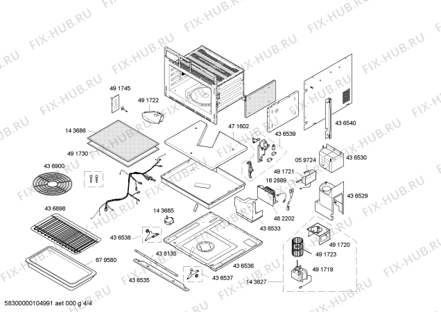 Схема №4 H5972S0 с изображением Панель управления для плиты (духовки) Bosch 00474167