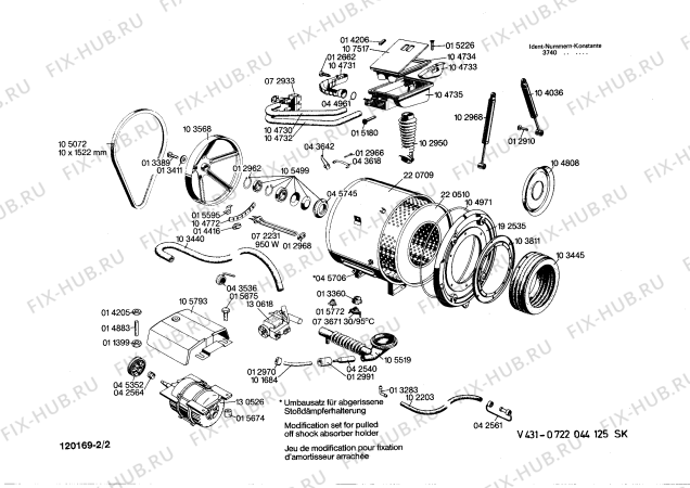 Взрыв-схема стиральной машины Bosch 0722044125 V431 - Схема узла 02