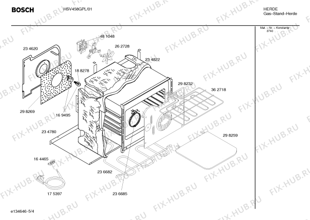 Взрыв-схема плиты (духовки) Bosch HSV458GPL Bosch - Схема узла 04