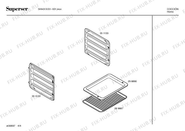 Схема №3 5HI431X с изображением Инструкция по эксплуатации для плиты (духовки) Bosch 00525801