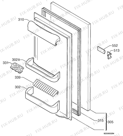 Взрыв-схема холодильника Zanussi ZI1641 - Схема узла Door 003