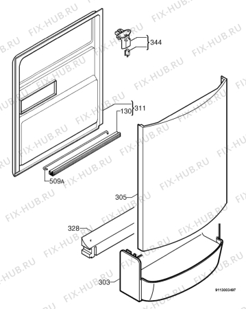 Взрыв-схема посудомоечной машины Zanussi DE6965 - Схема узла Door 003