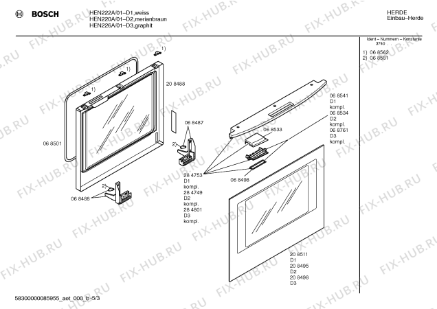 Схема №4 HEN226A с изображением Инструкция по эксплуатации для духового шкафа Bosch 00516458