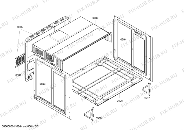 Взрыв-схема плиты (духовки) Siemens HB560580S - Схема узла 05
