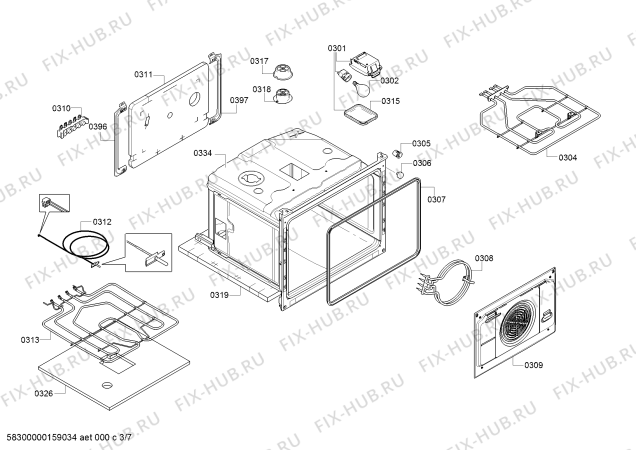 Взрыв-схема плиты (духовки) Bosch HCE853921F - Схема узла 03