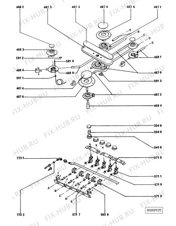 Взрыв-схема плиты (духовки) Whirlpool AKG 934/WH/WP - Схема узла