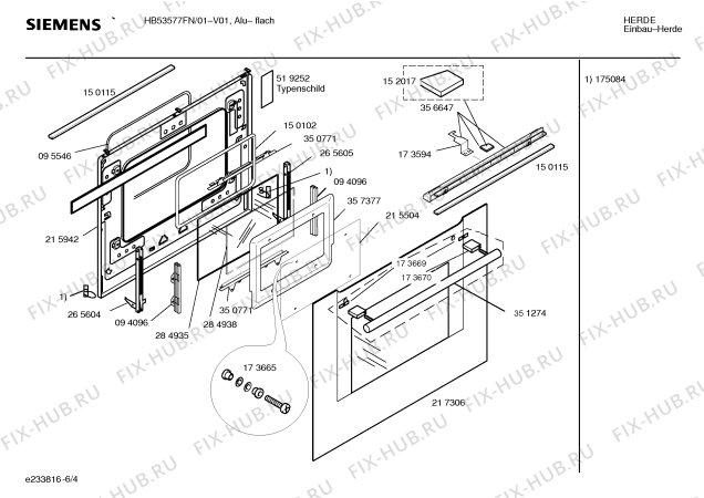 Схема №5 HB53577FN с изображением Панель управления для плиты (духовки) Siemens 00362616