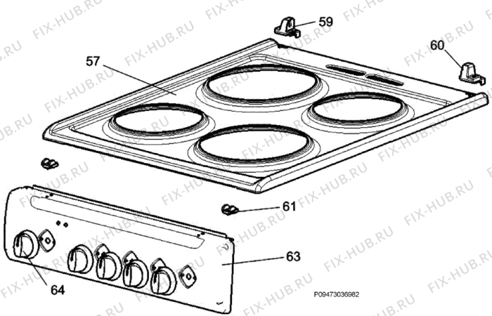 Взрыв-схема плиты (духовки) Zanussi ZCE562NW1 - Схема узла Section 4