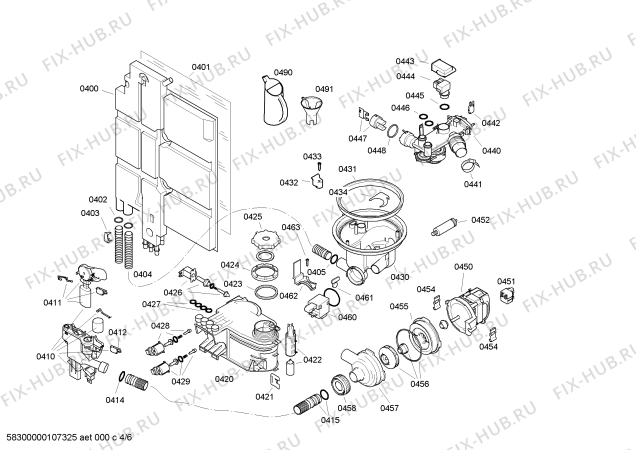 Взрыв-схема посудомоечной машины Bosch SGV67T03TC - Схема узла 04