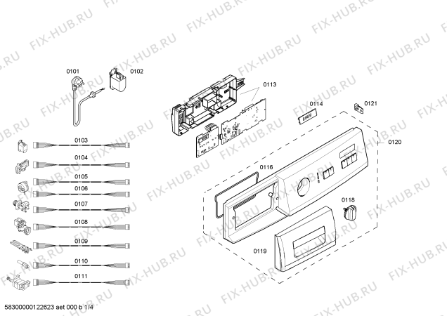 Схема №2 WM10E260ME с изображением Панель управления для стиралки Siemens 00664199