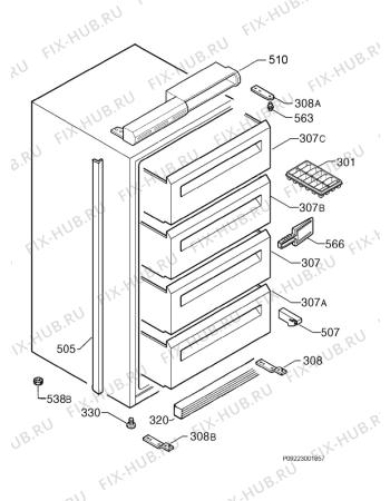 Взрыв-схема холодильника Electrolux EUC14291W - Схема узла Housing 001