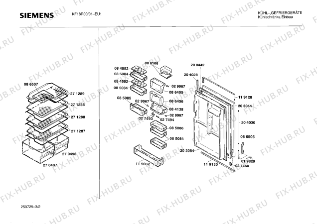 Взрыв-схема холодильника Siemens KF18R00 - Схема узла 02