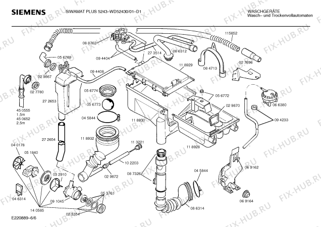 Взрыв-схема стиральной машины Siemens WD52430 SIWAMAT PLUS 5243 - Схема узла 06