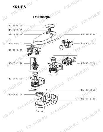 Взрыв-схема кухонного комбайна Krups F4177020(0) - Схема узла YP000529.0P2