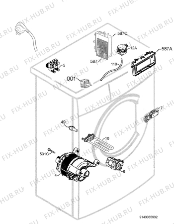 Взрыв-схема стиральной машины Electrolux EWS125417A - Схема узла Electrical equipment 268