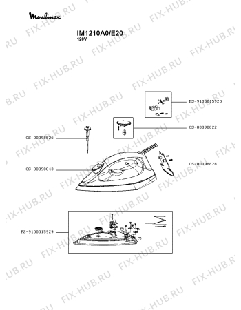 Схема №1 IM1210I0/3C0 с изображением Ручка для электропарогенератора Seb CS-00098843