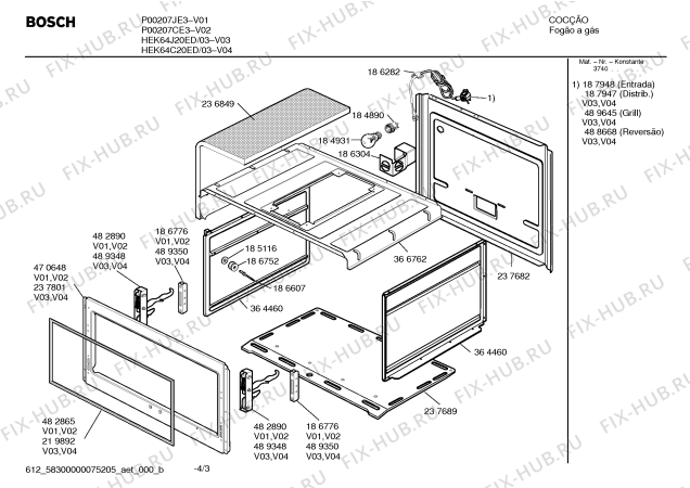 Взрыв-схема плиты (духовки) Bosch P00207CE3 PRE II EMB - Схема узла 03