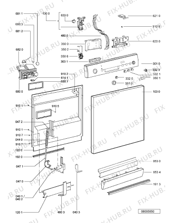 Схема №2 GSF 6610 PC с изображением Ручка регулировки (кнопка) для электропосудомоечной машины Whirlpool 481241029464