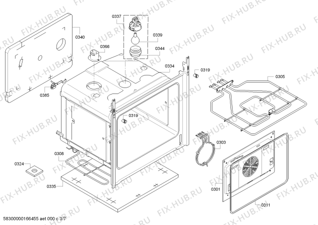 Взрыв-схема плиты (духовки) Bosch HSE741123G - Схема узла 03