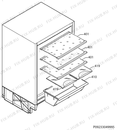 Взрыв-схема холодильника Smeg U3L080P1 - Схема узла Internal parts