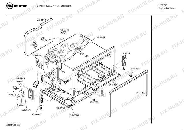 Схема №6 U1461N1GB с изображением Инструкция по эксплуатации для духового шкафа Bosch 00582184