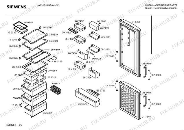 Взрыв-схема холодильника Siemens KG32S22GB - Схема узла 02