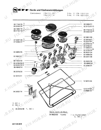 Схема №6 195304831 1394.11S с изображением Нагревательный элемент для электропечи Bosch 00125672