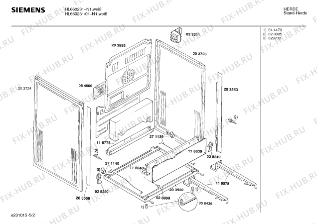 Взрыв-схема плиты (духовки) Siemens HL660231 - Схема узла 02