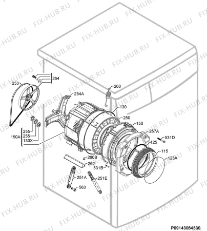 Взрыв-схема стиральной машины Rex Electrolux RWF129442W - Схема узла Functional parts 267