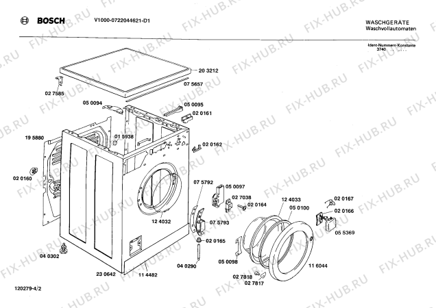 Схема №1 0722044621 V1000 с изображением Панель управления для стиральной машины Bosch 00118379