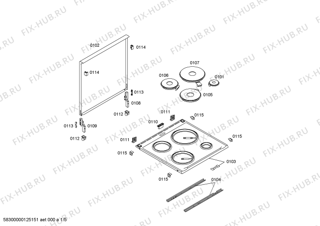 Схема №5 P1HCB21325 с изображением Ручка конфорки для электропечи Bosch 00609729