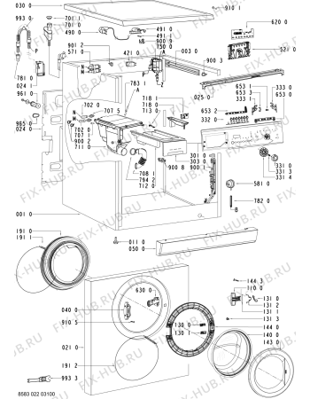 Схема №1 WA PL 966 BW с изображением Модуль (плата) для стиральной машины Whirlpool 480111104475