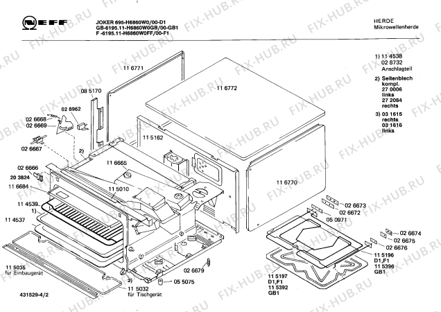 Схема №4 H6860W0GB GB-6195.11 с изображением Панель для микроволновки Bosch 00085901