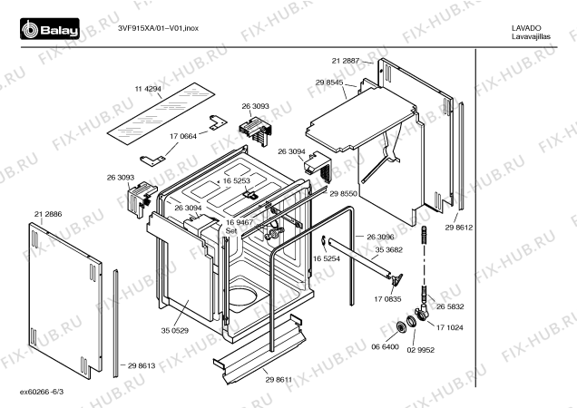 Взрыв-схема посудомоечной машины Balay 3VF915XA VF915X - Схема узла 03