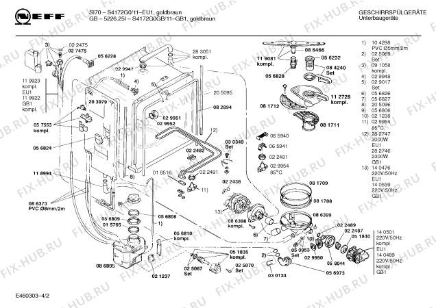 Схема №4 S4172G0GB GB 5226.25I с изображением Кнопка для посудомойки Bosch 00057744