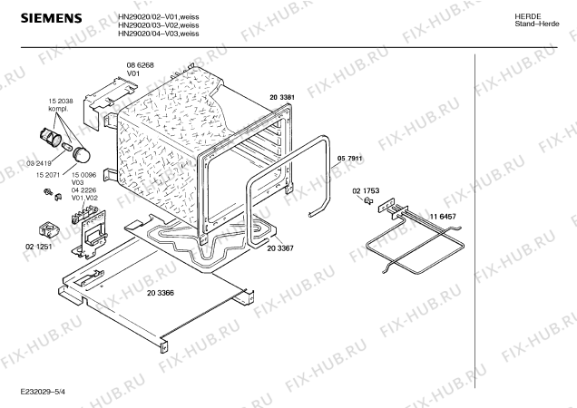 Схема №4 HN29020 с изображением Инструкция по эксплуатации для плиты (духовки) Siemens 00516525