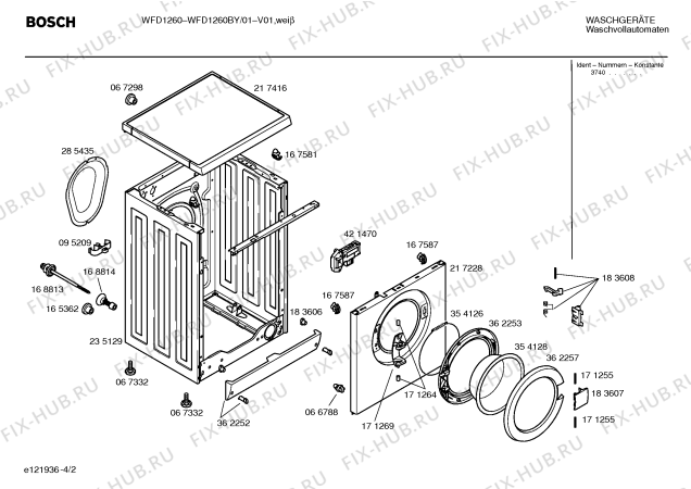 Схема №4 WFD1260BY WFD1260 Mecanica с изображением Панель управления для стиралки Bosch 00363025