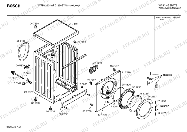 Взрыв-схема стиральной машины Bosch WFD1260BY WFD1260 Mecanica - Схема узла 02